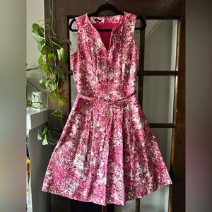 Talbots Linen Floral Pink Sleeveless Dress